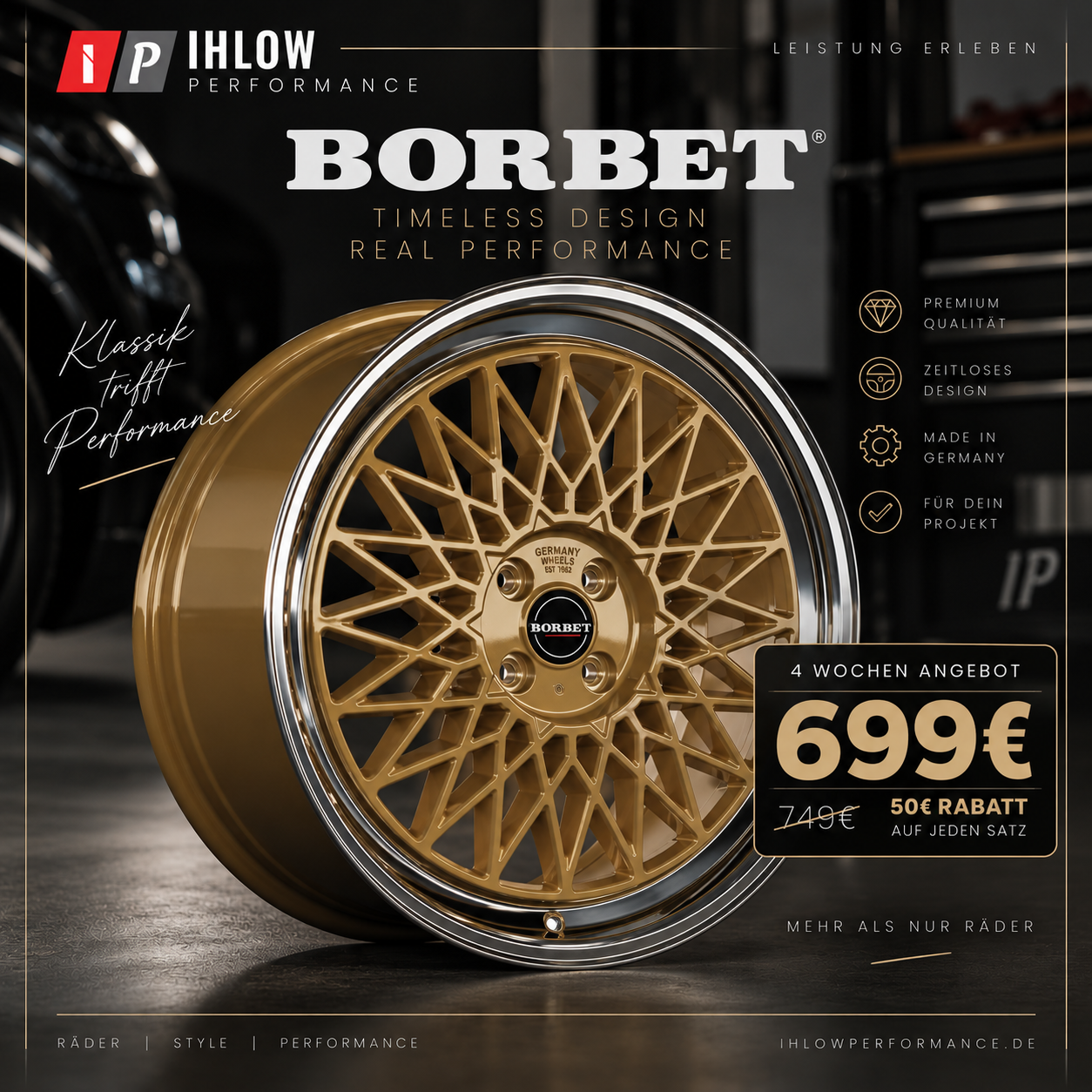 Borbet B 7x17 ET25 4x100 – Komplettsatz (4 Felgen) AKTION 699€